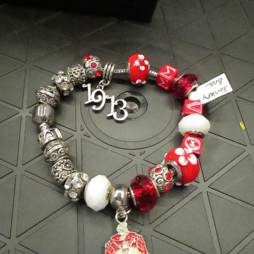 Pandora style Delta Sigma Theta Soriety beaded charm bracelet